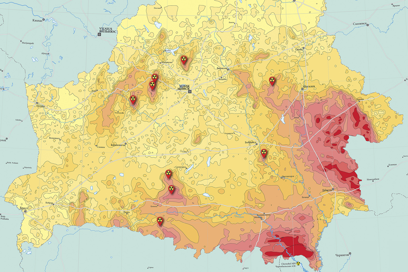 Радиационный фон беларусь карта