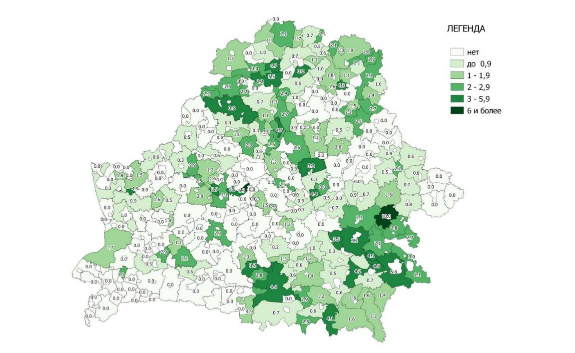 Ð Ð°ÑÐ¿ÑÐµÐ´ÐµÐ»ÐµÐ½Ð¸Ðµ ÑÑÑÐ¸ (Ð¾Ñ/100ÐºÐ¼2 ) Ð² Ð½Ð°ÑÐ°Ð»Ðµ  2022 Ð³Ð¾Ð´Ð° Ð¿Ð¾ Ð¾ÑÐ¾ÑÐ½Ð¸ÑÑÐ¸Ð¼ ÑÐ¾Ð·ÑÐ¹ÑÑÐ²Ð°Ð¼ ÐÐµÐ»Ð°ÑÑÑÐ¸ Ð¿Ð¾ Ð´Ð°Ð½Ð½ÑÐ¼ Ð°Ð½ÐºÐµÑÐ½Ð¾Ð³Ð¾ Ð¾Ð¿ÑÐ¾ÑÐ° Ñ ÑÑÐµÑÐ¾Ð¼ ÑÐºÑÐ¿ÐµÑÑÐ½Ð¾Ð¹ Ð¾ÑÐµÐ½ÐºÐ¸. (Ð.Ð¡Ð¾Ð»Ð¾Ð²ÐµÐ¹, Ð. Ð¨Ð°ÐºÑÐ½, Ð. ÐÐ°ÑÑÐµÐ½ÐºÐ¾, 2023 Ð³Ð¾Ð´)